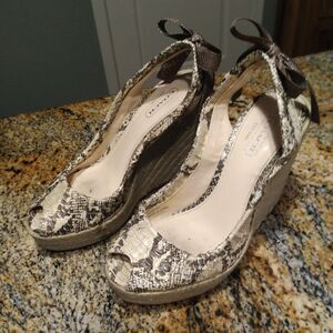 Rare Coach Maritza Python Snakeskin Bow Espadrilles Wedge Sandals Womens Sz 5 B